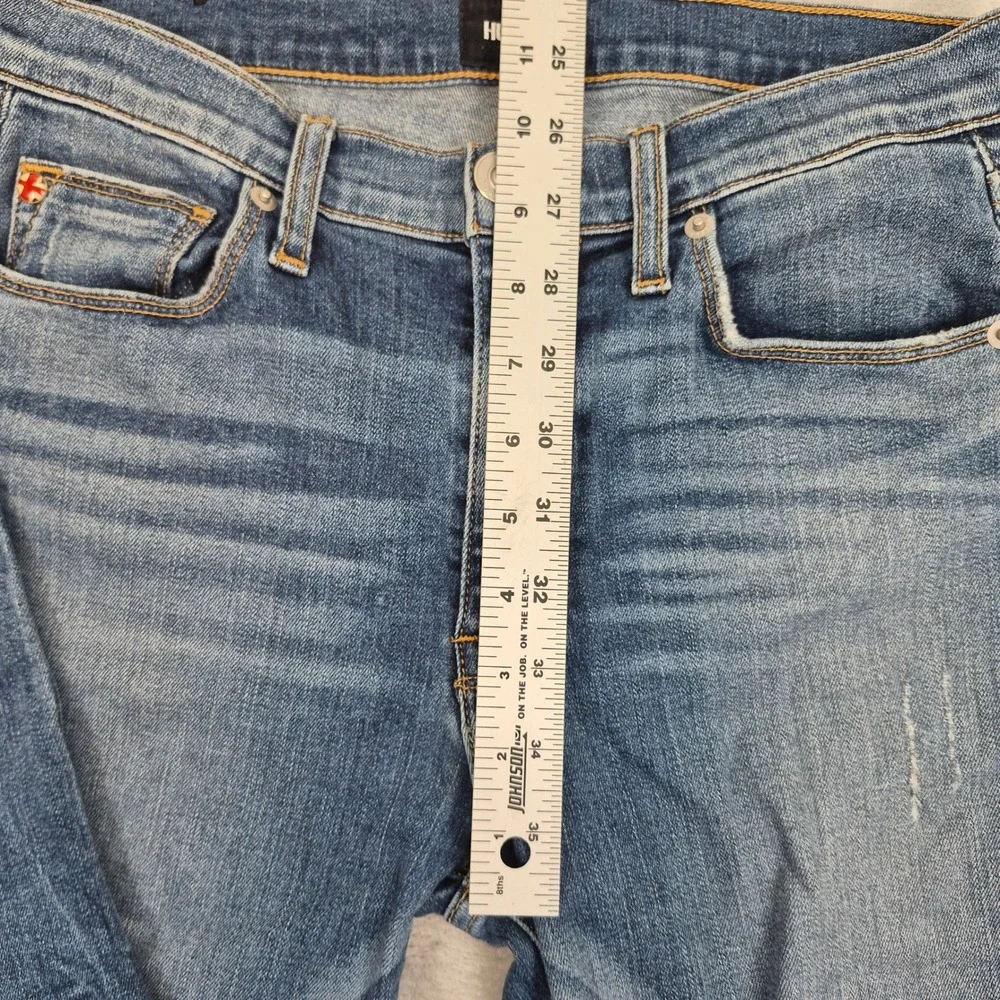 Hudson 28 Harper High Rise Crop Bootcut Jeans Medium Wash Distressed Denim